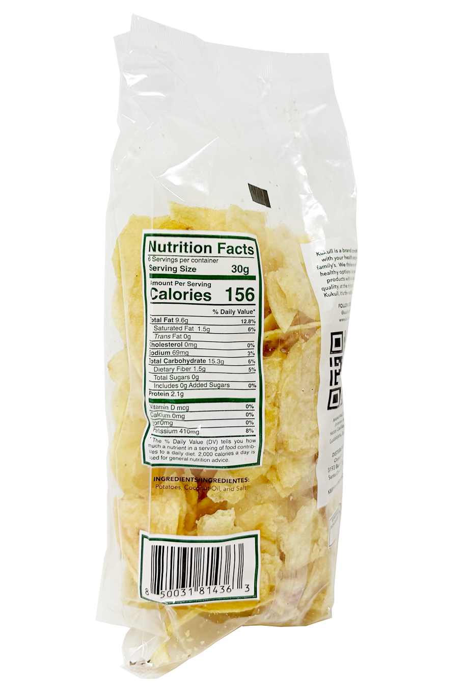 Potato Chips Healthy Coconut Oil Salted Ingredients