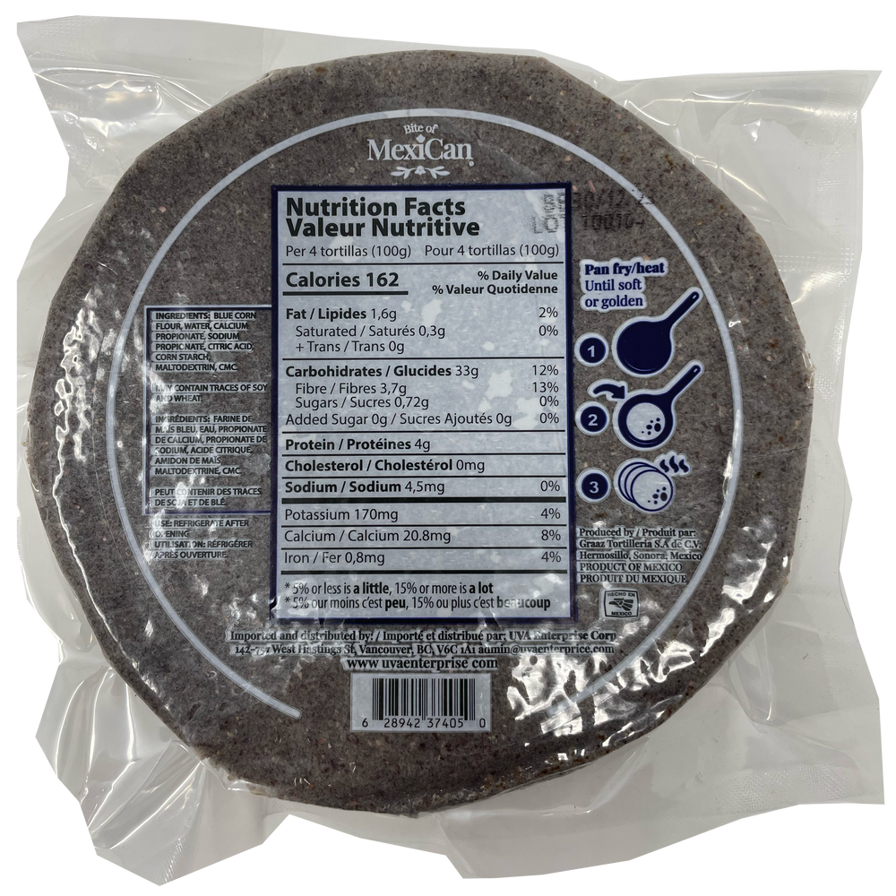 Blue Corn Non-Gmo Tortillas Maiz Ingredients