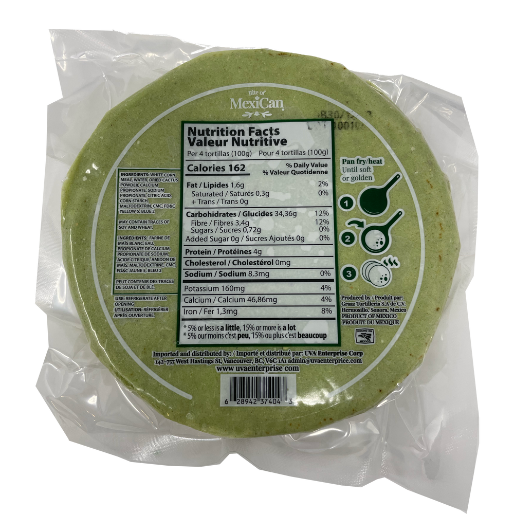 White Corn Non-Gmo Tortillas Maiz Cactus Fiber Nopal Ingredients
